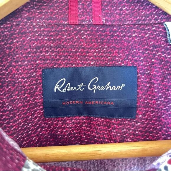 Robert Graham Dark Red Modern American Pattern 100% Cotton Stretch Dress Shirt - Picture 8 of 10